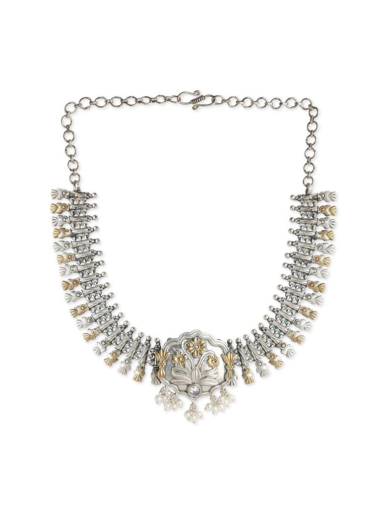 Gypsy Moonlit Bloom Oxidised Necklace Set : WFSO12