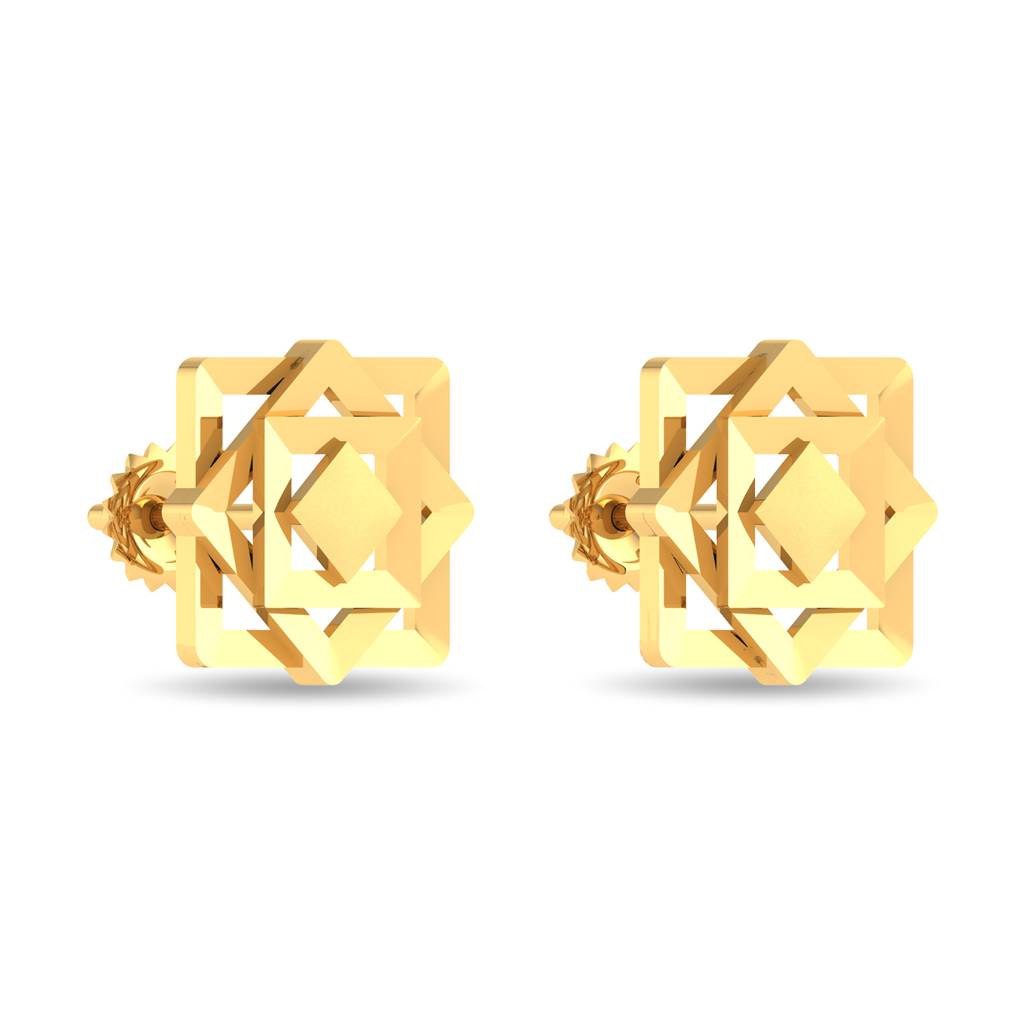 Kisna 14K Yellow Gold Square Fusion Earring : WG10056