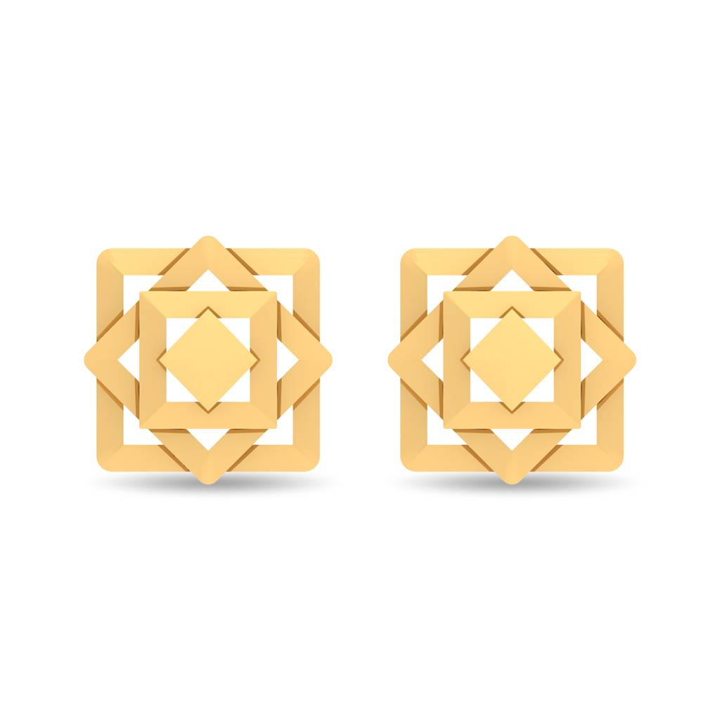 Kisna 14K Yellow Gold Square Fusion Earring : WG10056