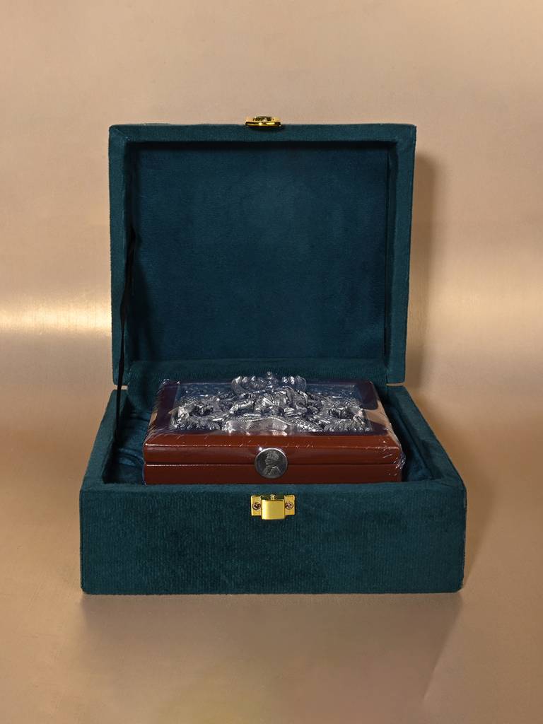 999 Silver Krishna Design Dry Fruit Gift Box : WGFT111
