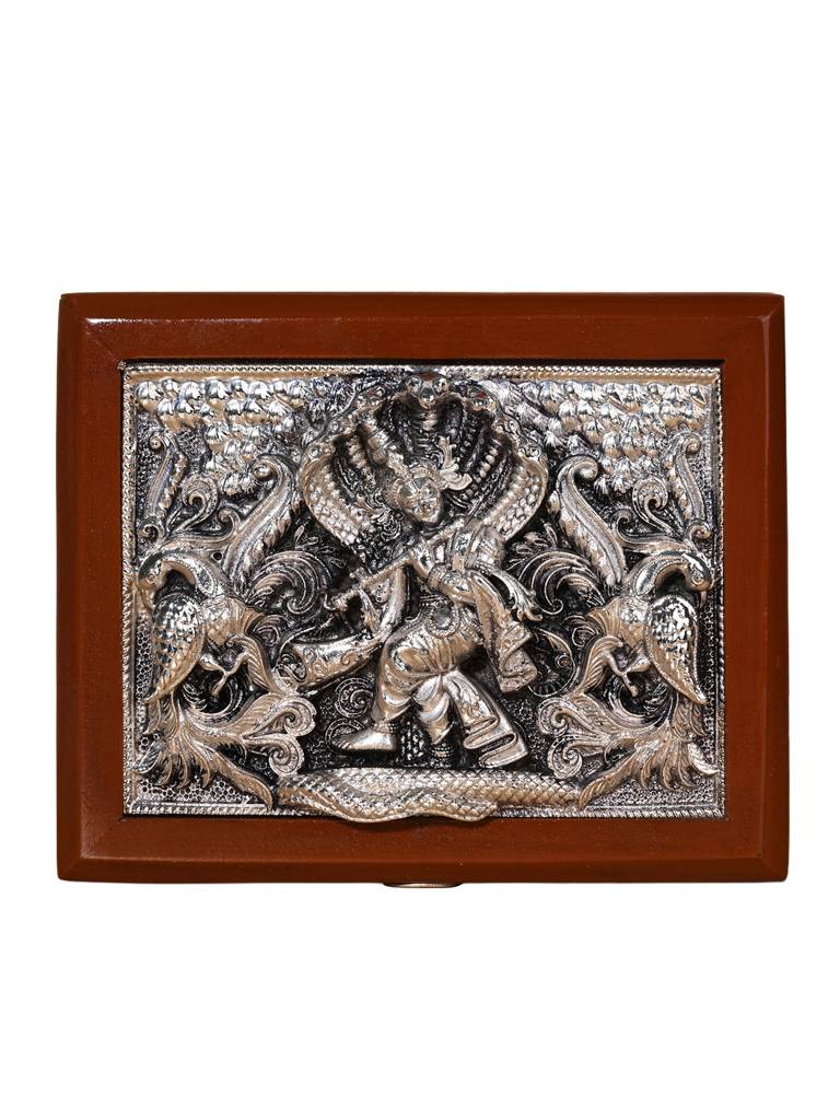 999 Silver Krishna Design Dry Fruit Gift Box : WGFT111