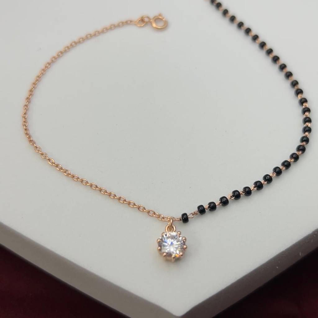 Eclipse Solitaire Anklet In 92.5 Sterling Silver : WH-AK-002-GD(PR)