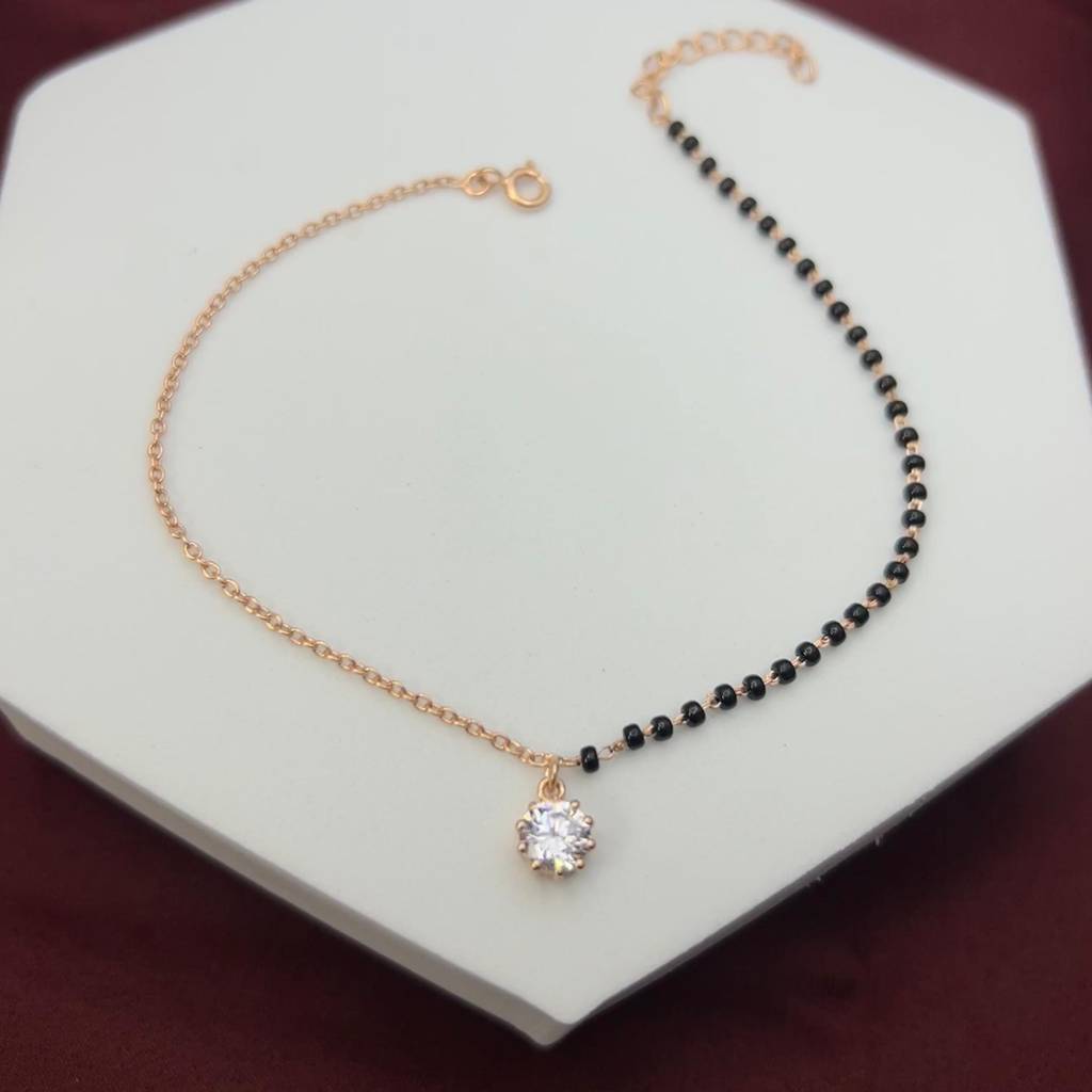 Eclipse Solitaire Anklet In 92.5 Sterling Silver : WH-AK-002-GD(SG)