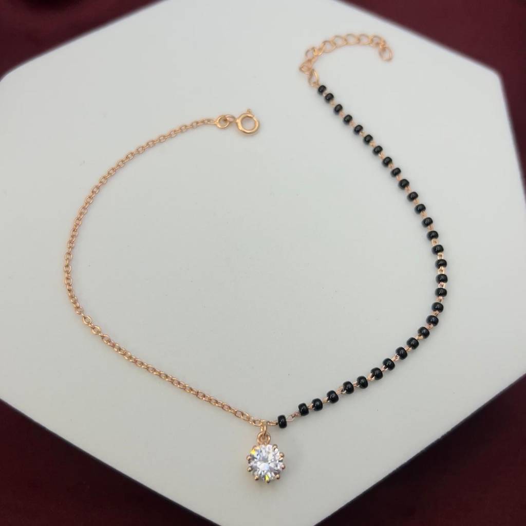 Eclipse Solitaire Anklet In 92.5 Sterling Silver : WH-AK-002-GD(SG)