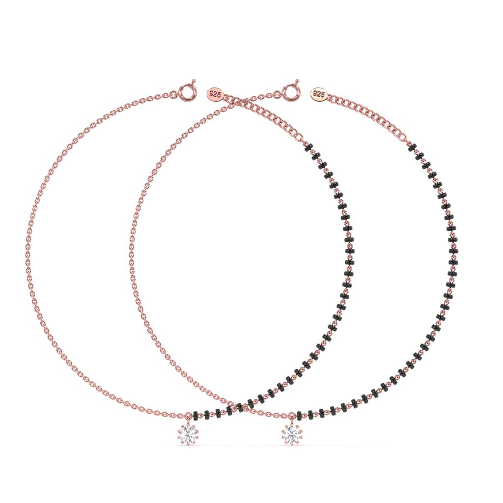 Eclipse Solitaire Anklet In 92.5 Sterling Silver : WH-AK-002-RG(PR)