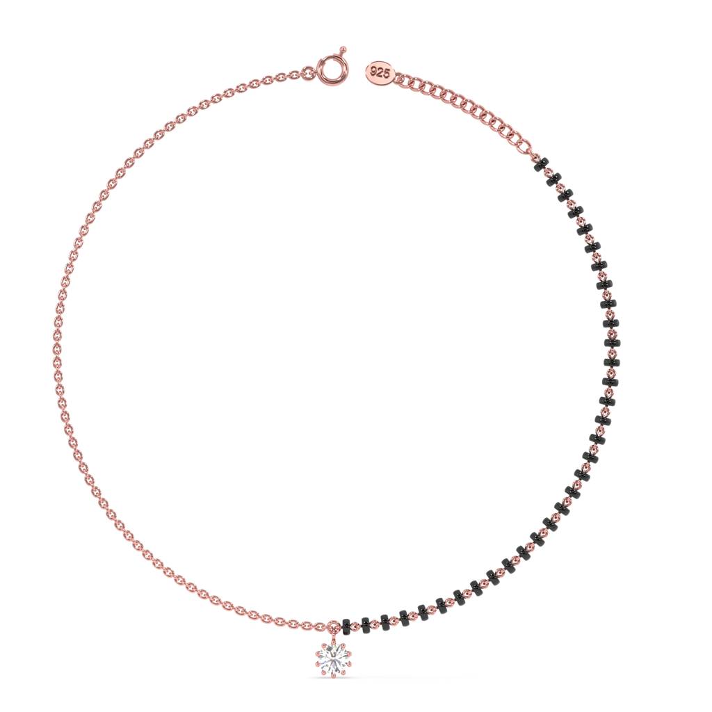 Eclipse Solitaire Anklet In 92.5 Sterling Silver : WH-AK-002-RG(SG)