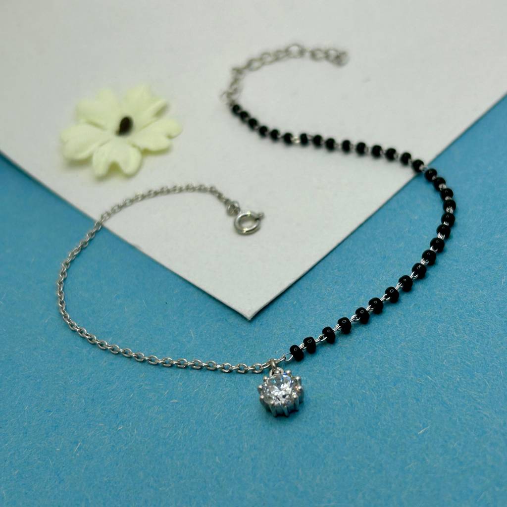 Eclipse Solitaire Anklet In 92.5 Sterling Silver : WH-AK-002-SL(PR)