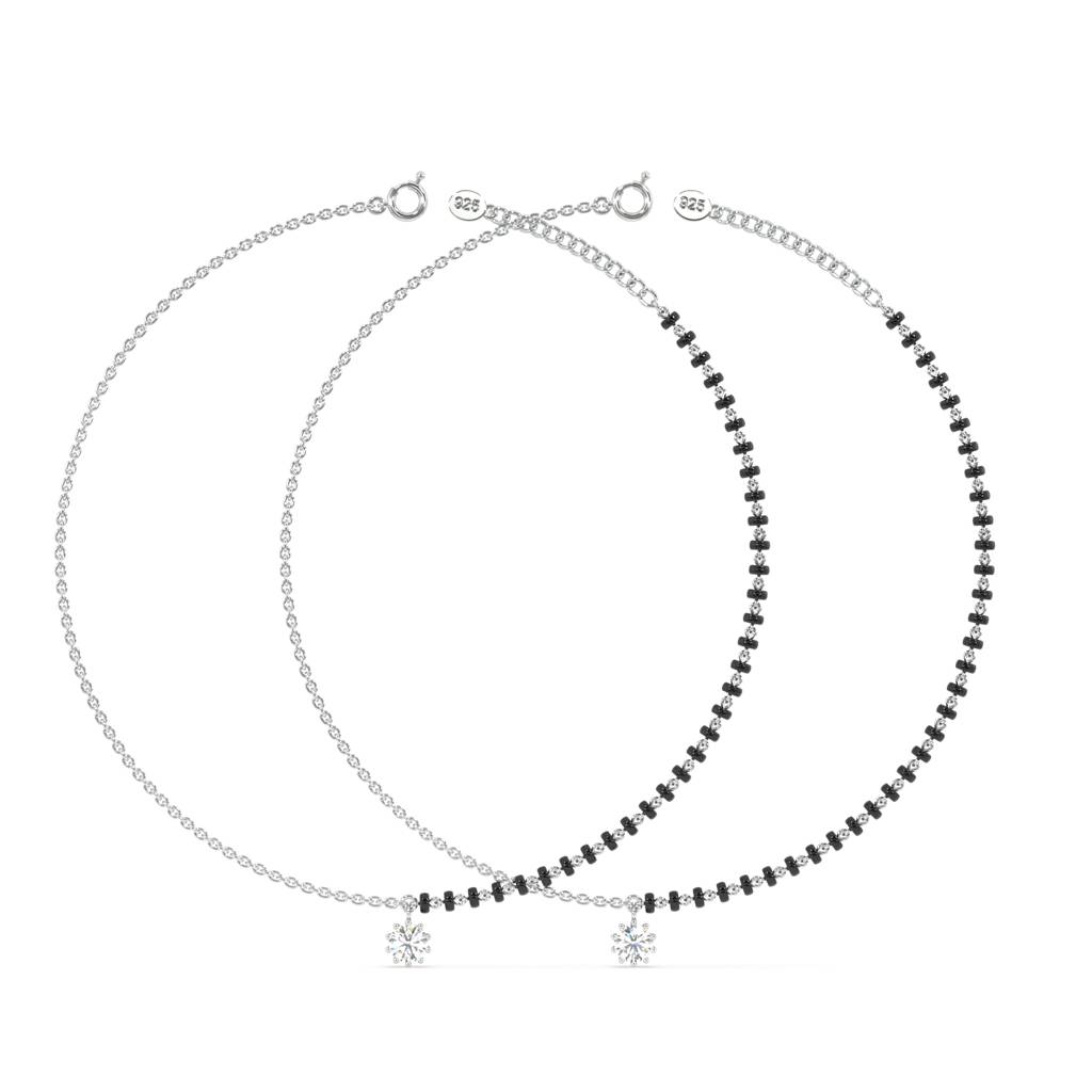 Eclipse Solitaire Anklet In 92.5 Sterling Silver : WH-AK-002-SL(PR)