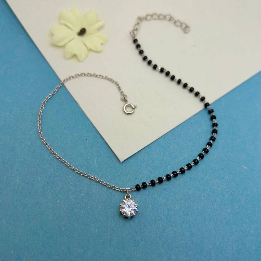 Eclipse Solitaire Anklet In 92.5 Sterling Silver : WH-AK-002-SL(SG)