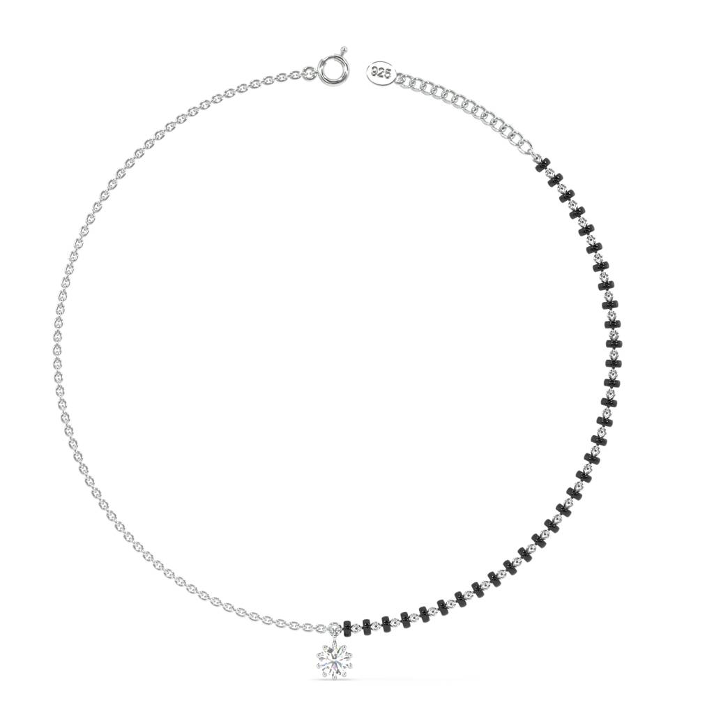 Eclipse Solitaire Anklet In 92.5 Sterling Silver : WH-AK-002-SL(SG)