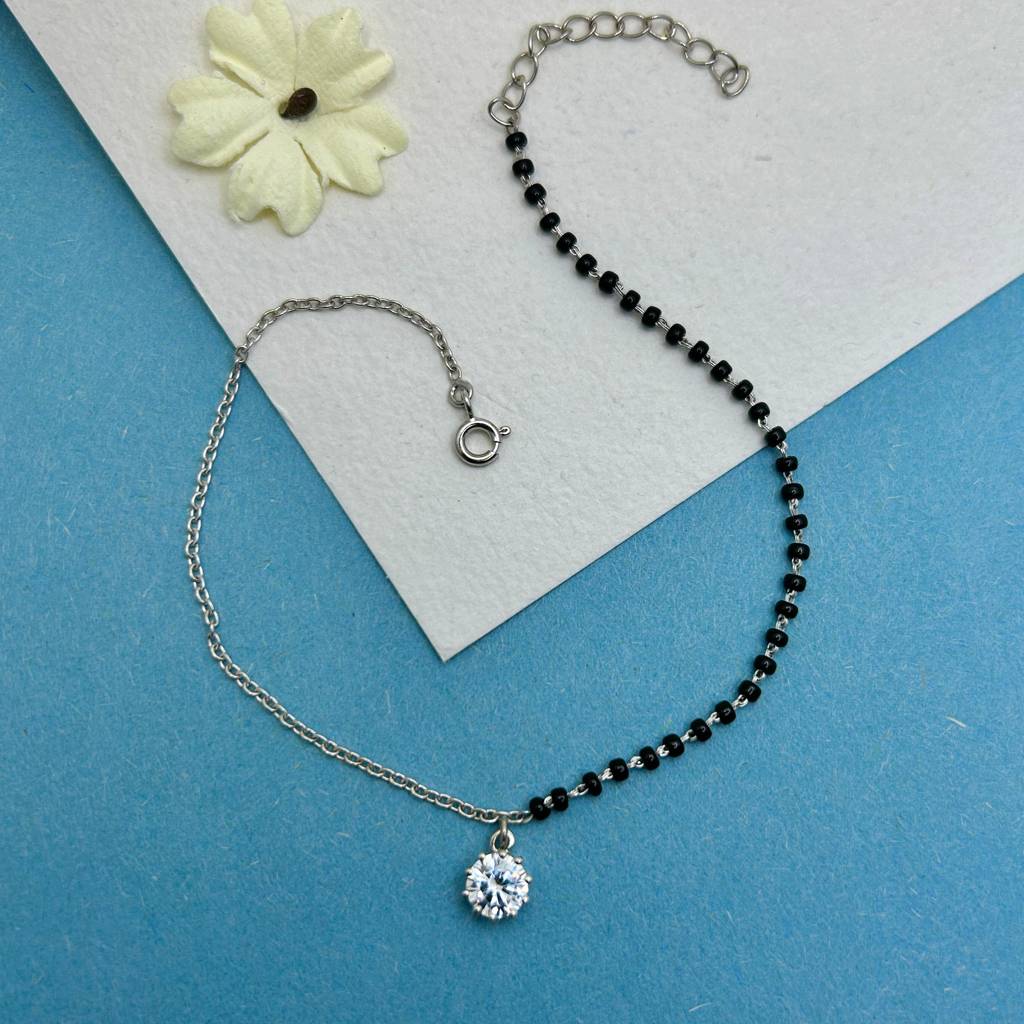 Eclipse Solitaire Anklet In 92.5 Sterling Silver : WH-AK-002-SL(SG)