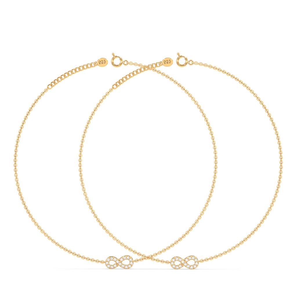 Classic Infinity Sterling Silver Anklet : WH-AK-018-GD(PR)