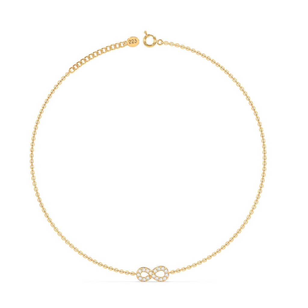 Classic Infinity Sterling Silver Anklet : WH-AK-018-GD(SG)