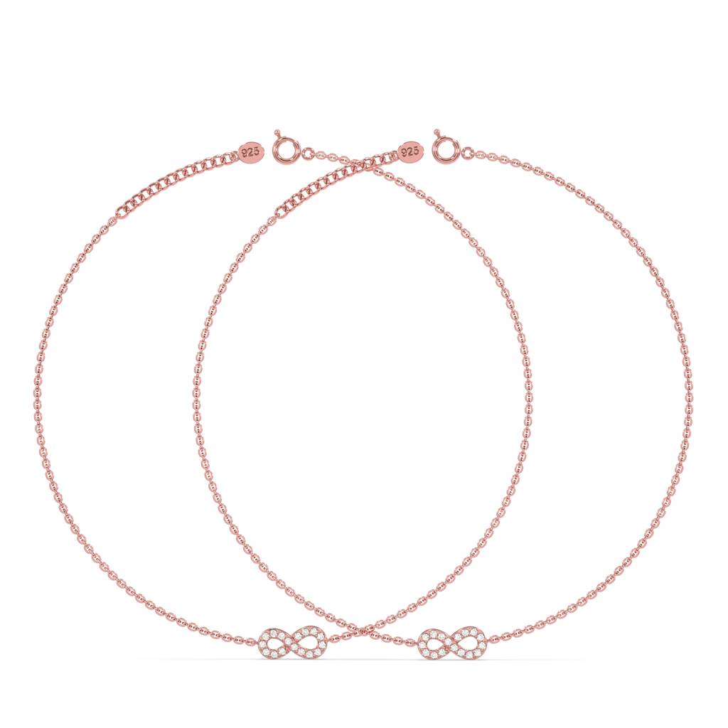 Classic Infinity Sterling Silver Anklet : WH-AK-018-RG(PR)