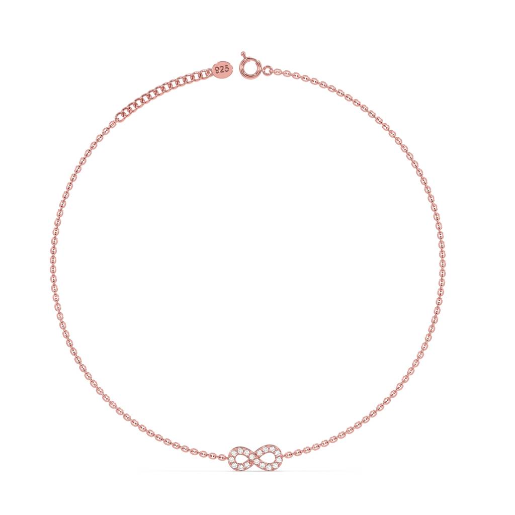 Classic Infinity Sterling Silver Anklet : WH-AK-018-RG(SG)