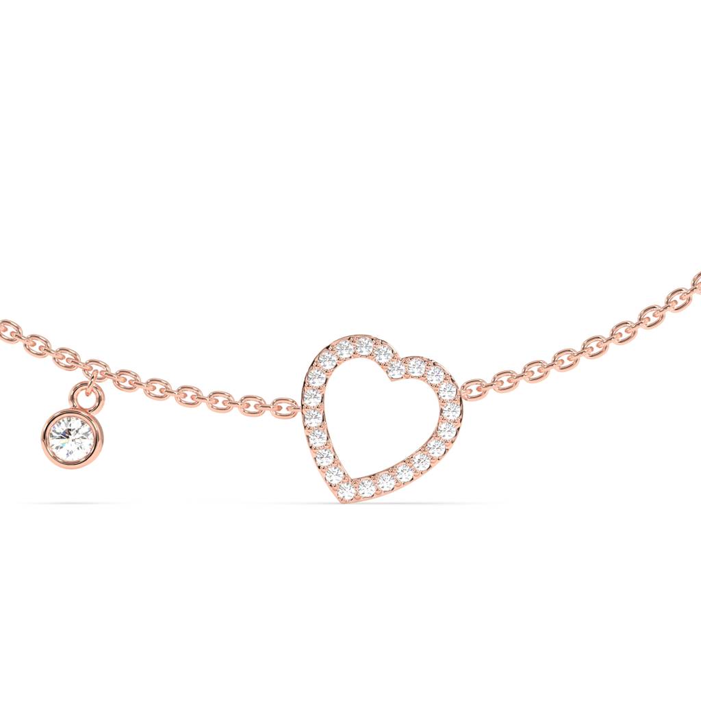 Diamond Heart Cascade Anklet In 92.5 Sterling Silver : WH-AK-028-RG(PR)