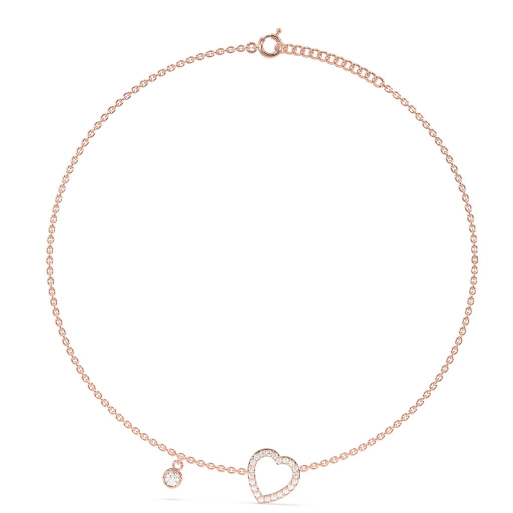 Diamond Heart Cascade Anklet In 92.5 Sterling Silver : WH-AK-028-RG(SG)