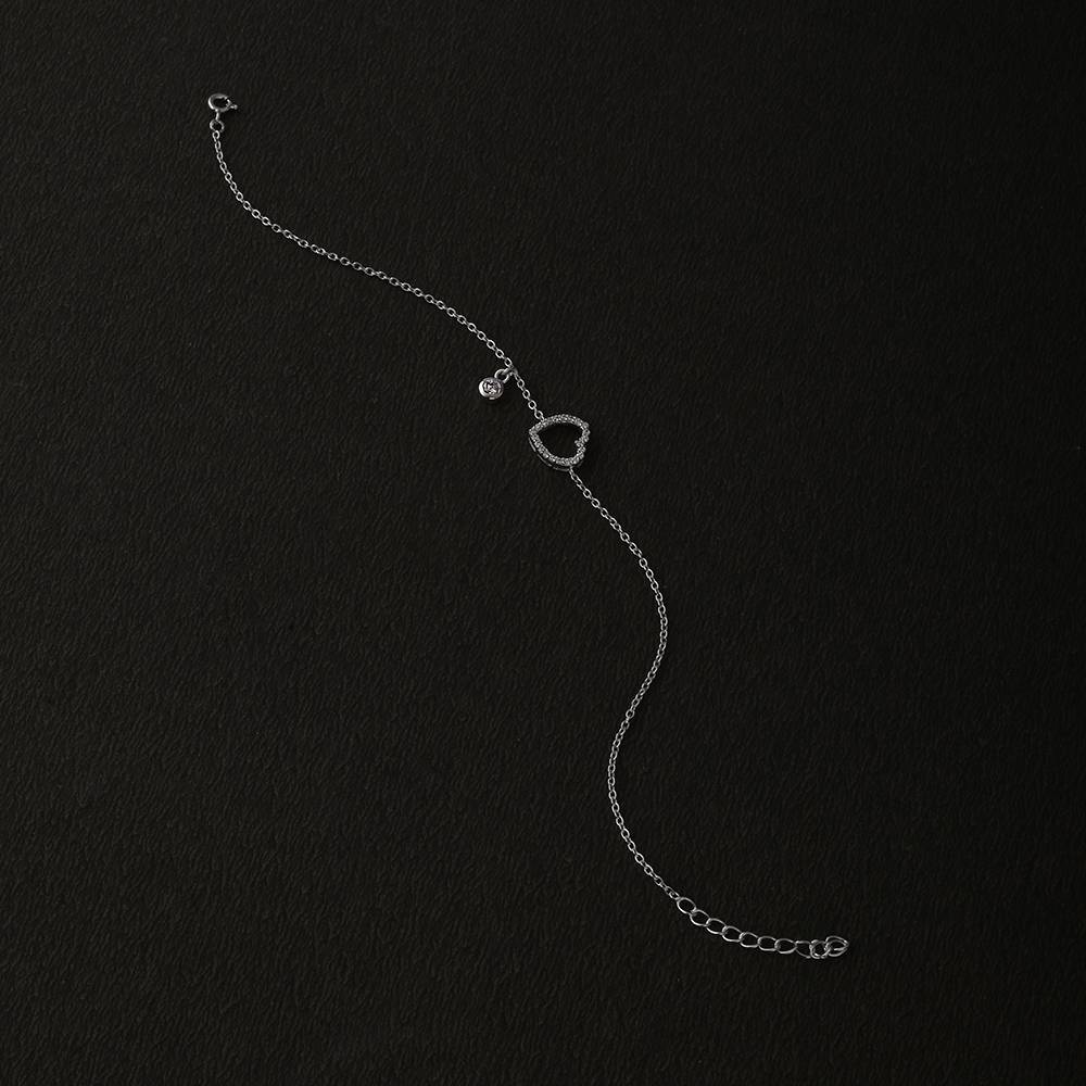 Diamond Heart Cascade Anklet In 92.5 Sterling Silver : WH-AK-028-SL(SG)