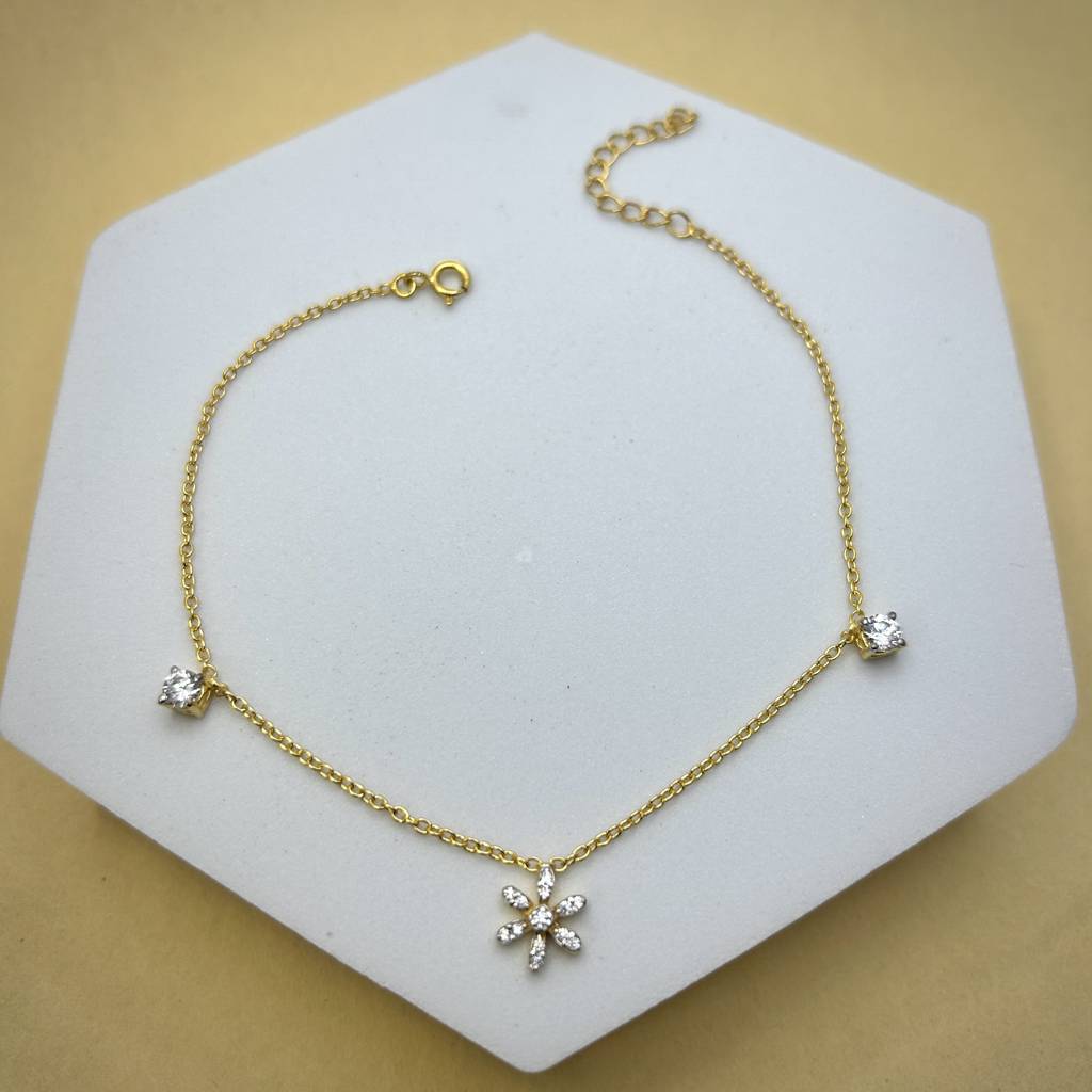 Daisy Love Anklet In 92.5 Sterling Silver : WH-AK-029-GD(PR)