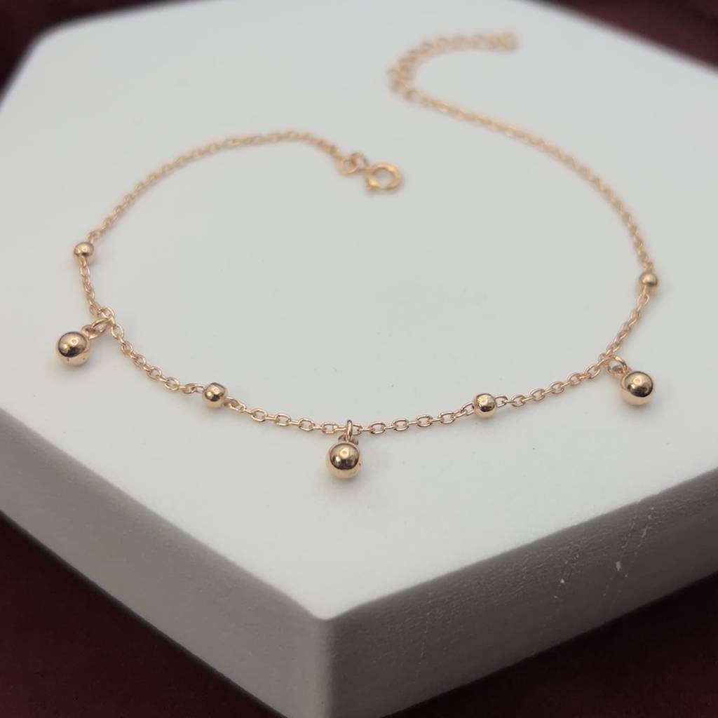 Dangle Bead Anklet In 92.5 Sterling Silver : WH-AK-031-RG(SG)