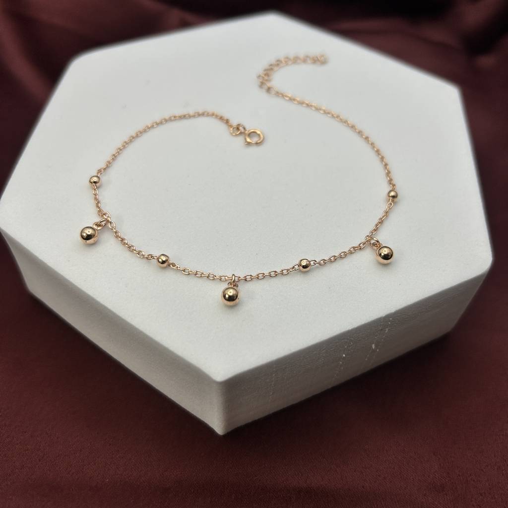 Dangle Bead Anklet In 92.5 Sterling Silver : WH-AK-031-RG(SG)