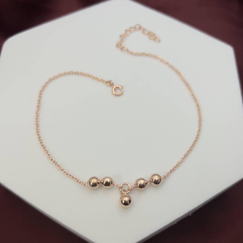 Shimmering Beads Anklet In 92.5 Sterling Silver : WH-AK-033-RG(PR)