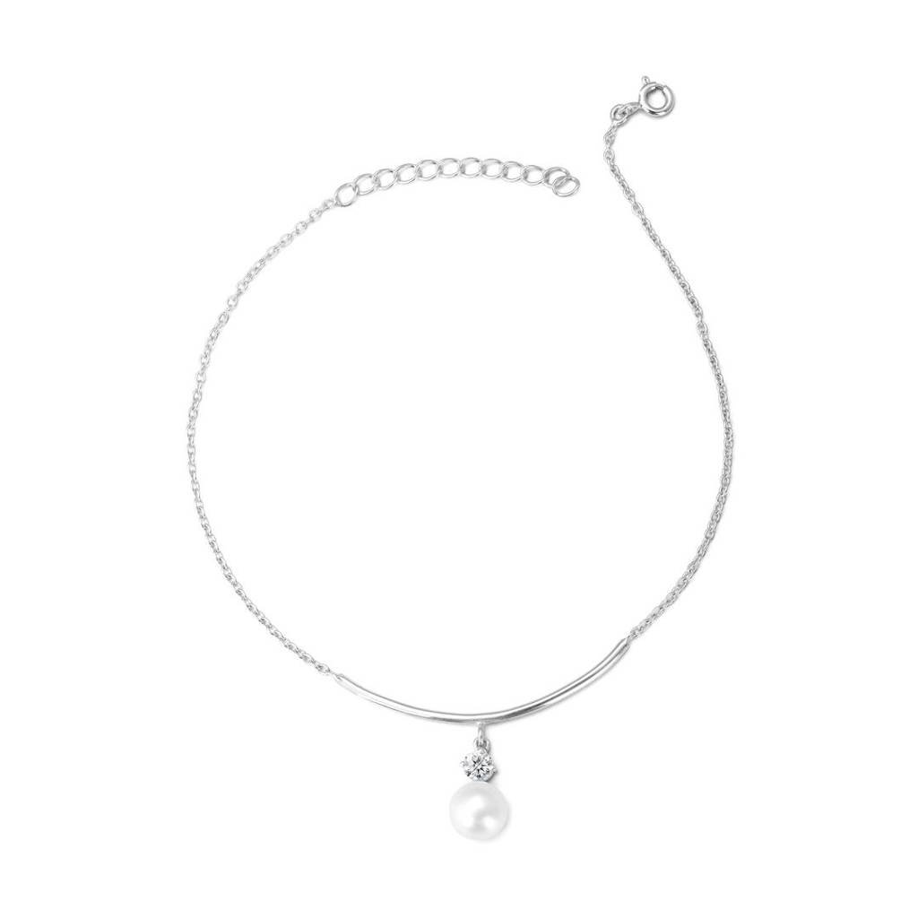 Pearl Drop Diamond Anklet In 92.5 Sterling Silver : WH-AK-034-SL(PR)