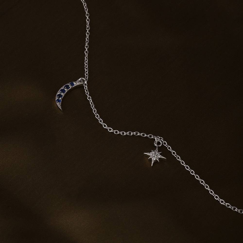 Aurora Crescent Moon Anklet In 92.5 Sterling Silver : WH-AK-035-SL(SG)