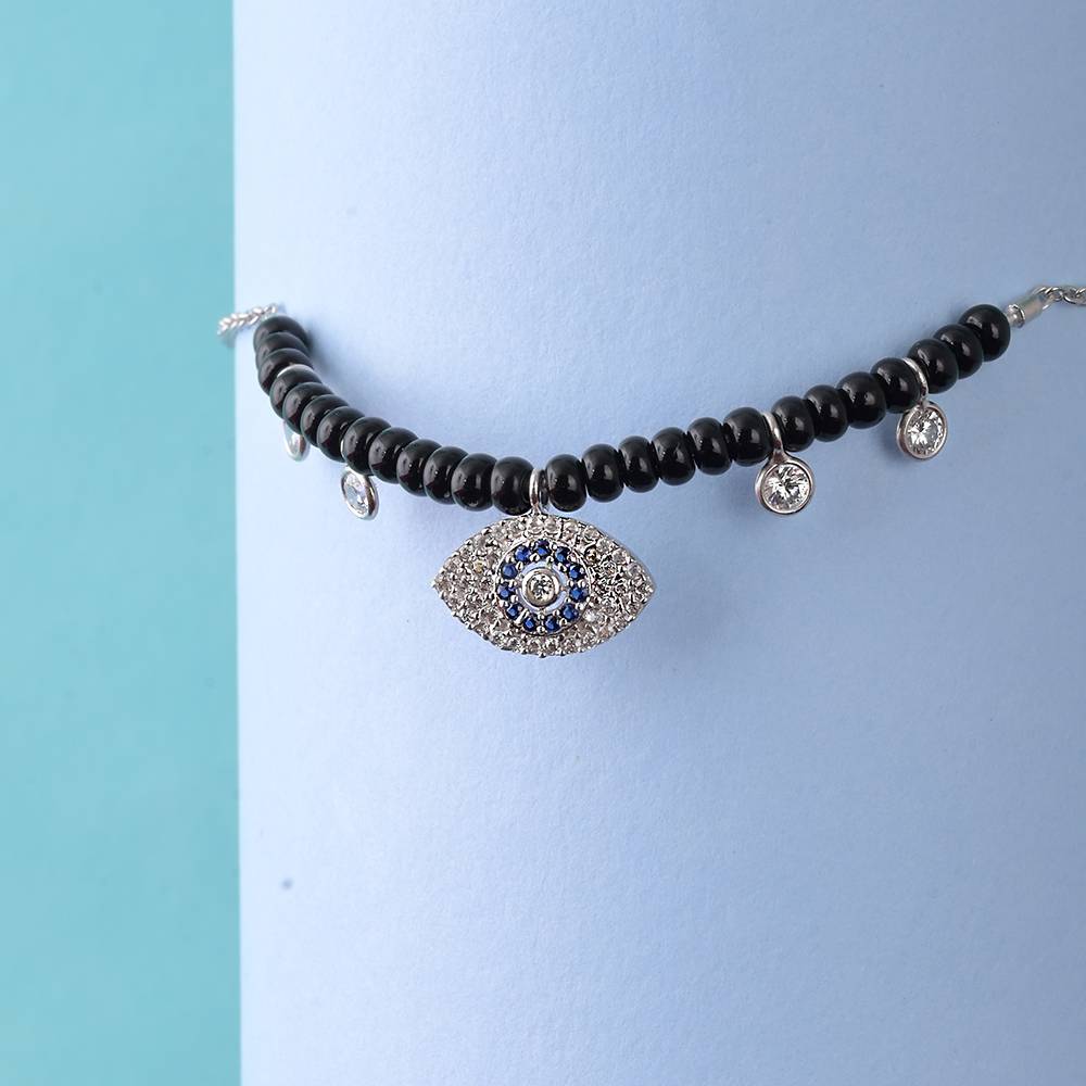 Evil Eye Protection Anklet In 92.5 Sterling Silver : WH-AK-036-SL(SG)