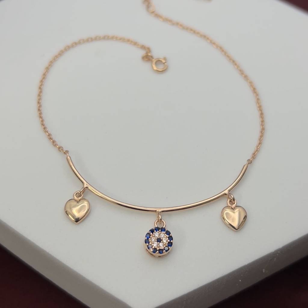 Mystic Eye Heart Anklet In 92.5 Sterling Silver : WH-AK-038-GD(PR)