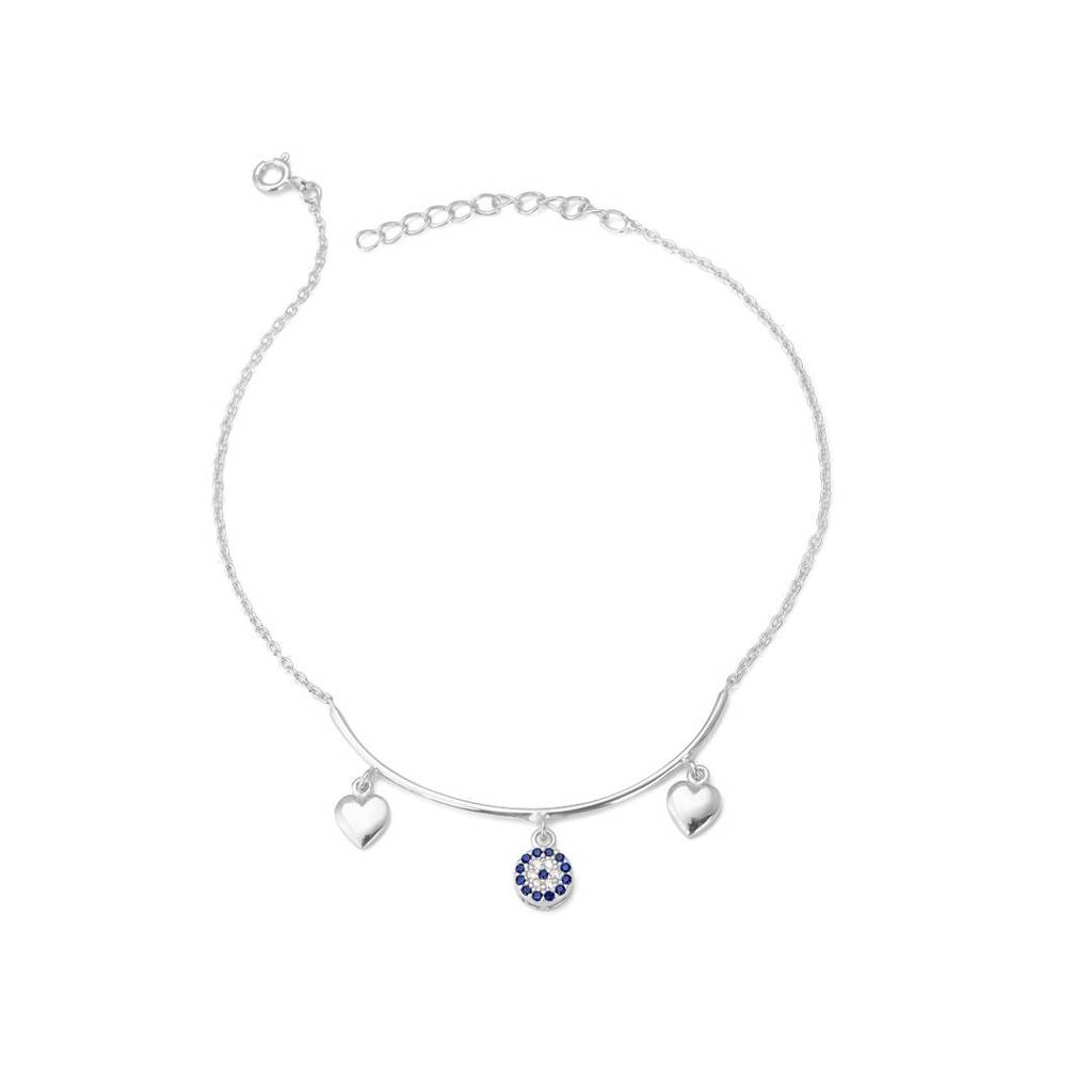 Mystic Eye Heart Anklet In 92.5 Sterling Silver : WH-AK-038-SL(PR)