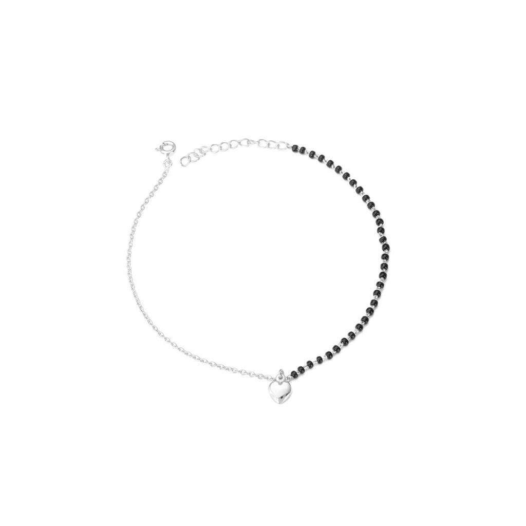 Heart & Bead Charm Anklet In 92.5 Sterling Silver : WH-AK-040-SL(SG)