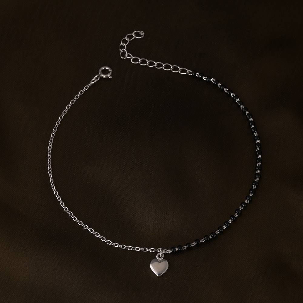 Heart & Bead Charm Anklet In 92.5 Sterling Silver : WH-AK-040-SL(SG)
