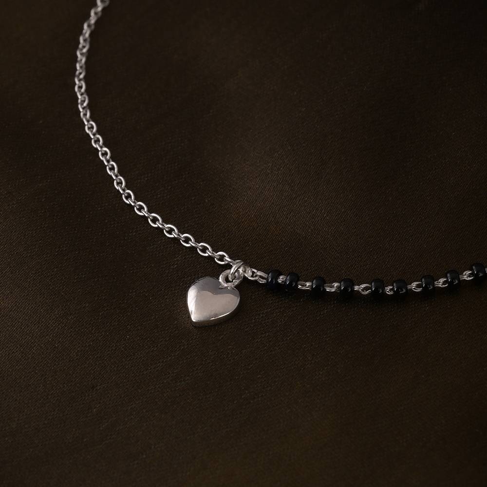 Heart & Bead Charm Anklet In 92.5 Sterling Silver : WH-AK-040-SL(SG)