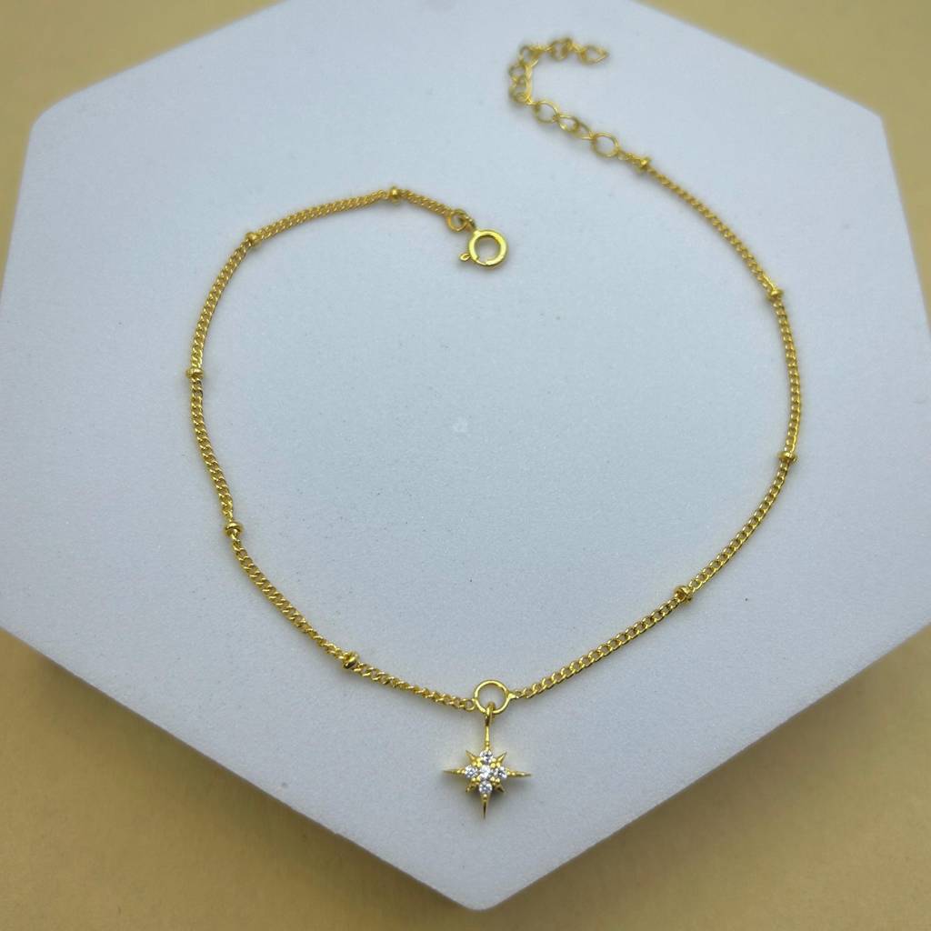 Nothern Star Anklet In 92.5 Sterling Silver : WH-AK-041-GD(PR)