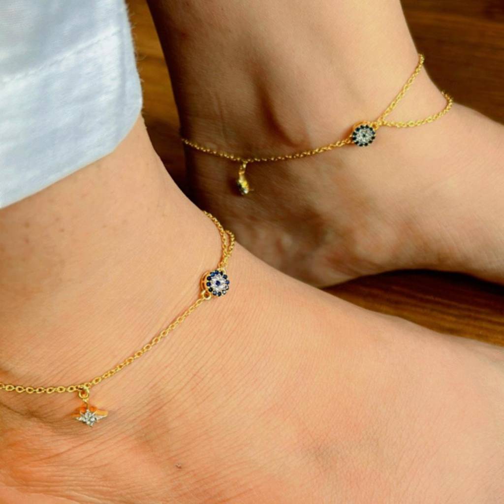 Starlight Protective Adjustable Anklet In 92.5 Sterling Silver : WH-AK-042-GD(PR)