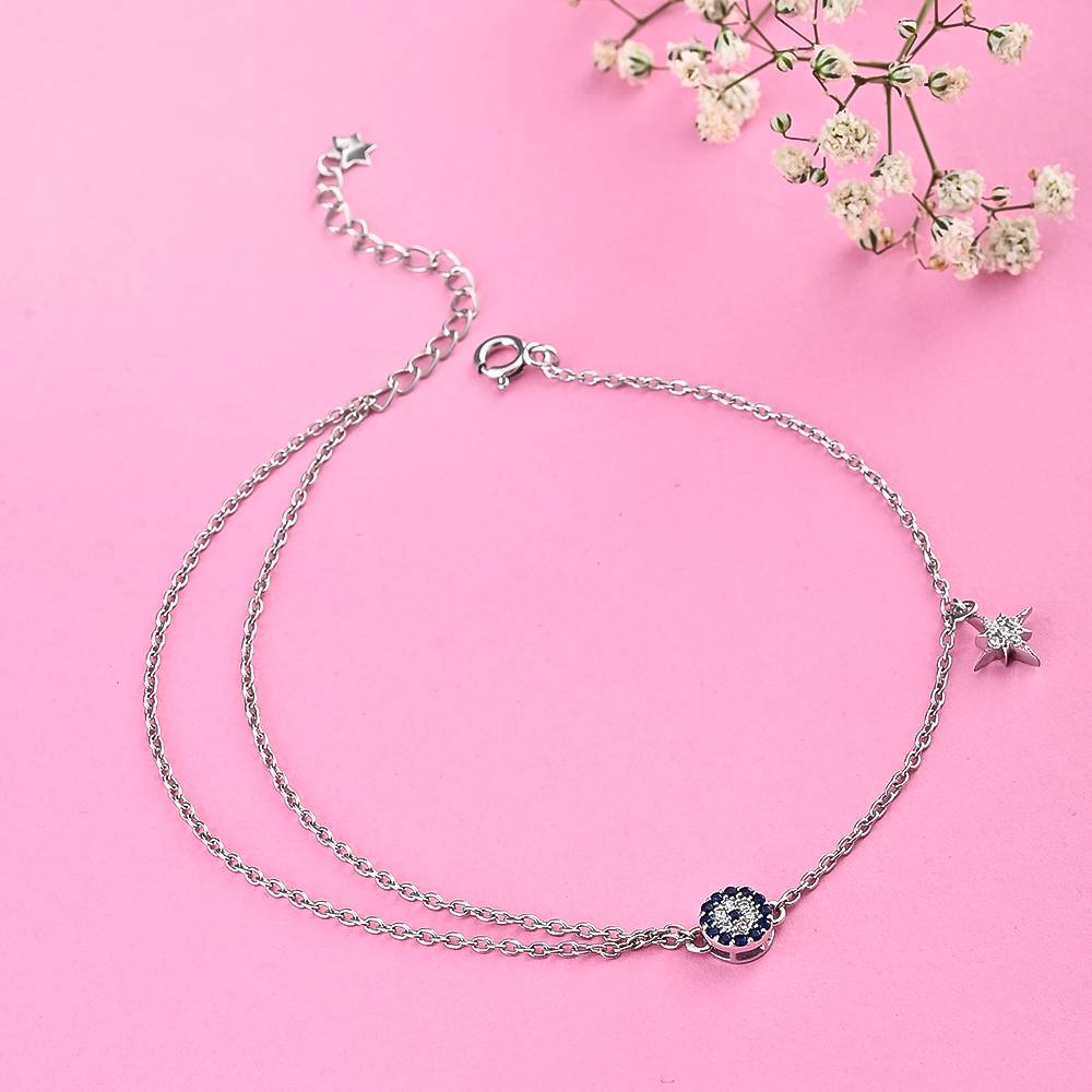 Starlight Protective Adjustable Anklet In 92.5 Sterling Silver : WH-AK-042-SL(PR)