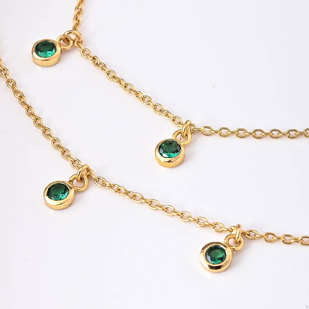 Emerald Dewdrops Anklet In 92.5 Sterling Silver : WH-AK-043-GD(SG)