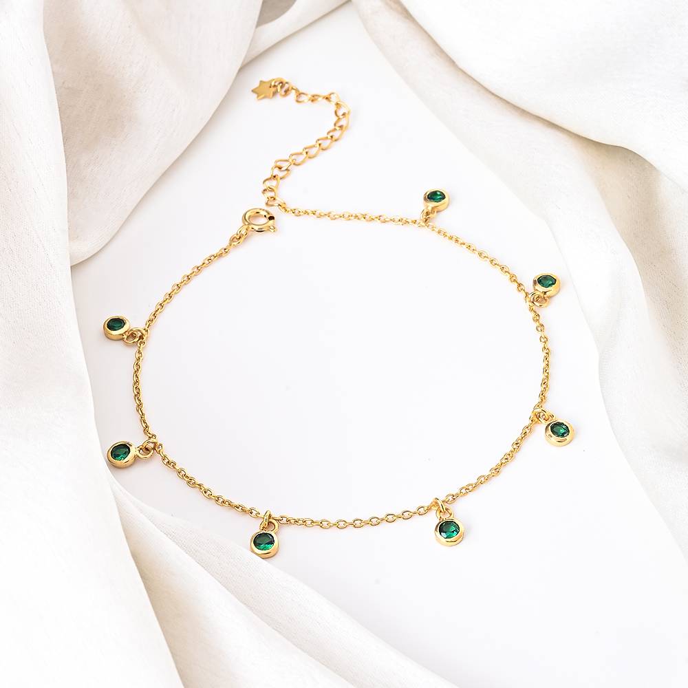 Emerald Dewdrops Anklet In 92.5 Sterling Silver : WH-AK-043-GD(SG)