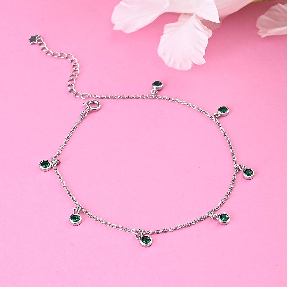 Emerald Dewdrops Anklet In 92.5 Sterling Silver : WH-AK-043-SL(PR)