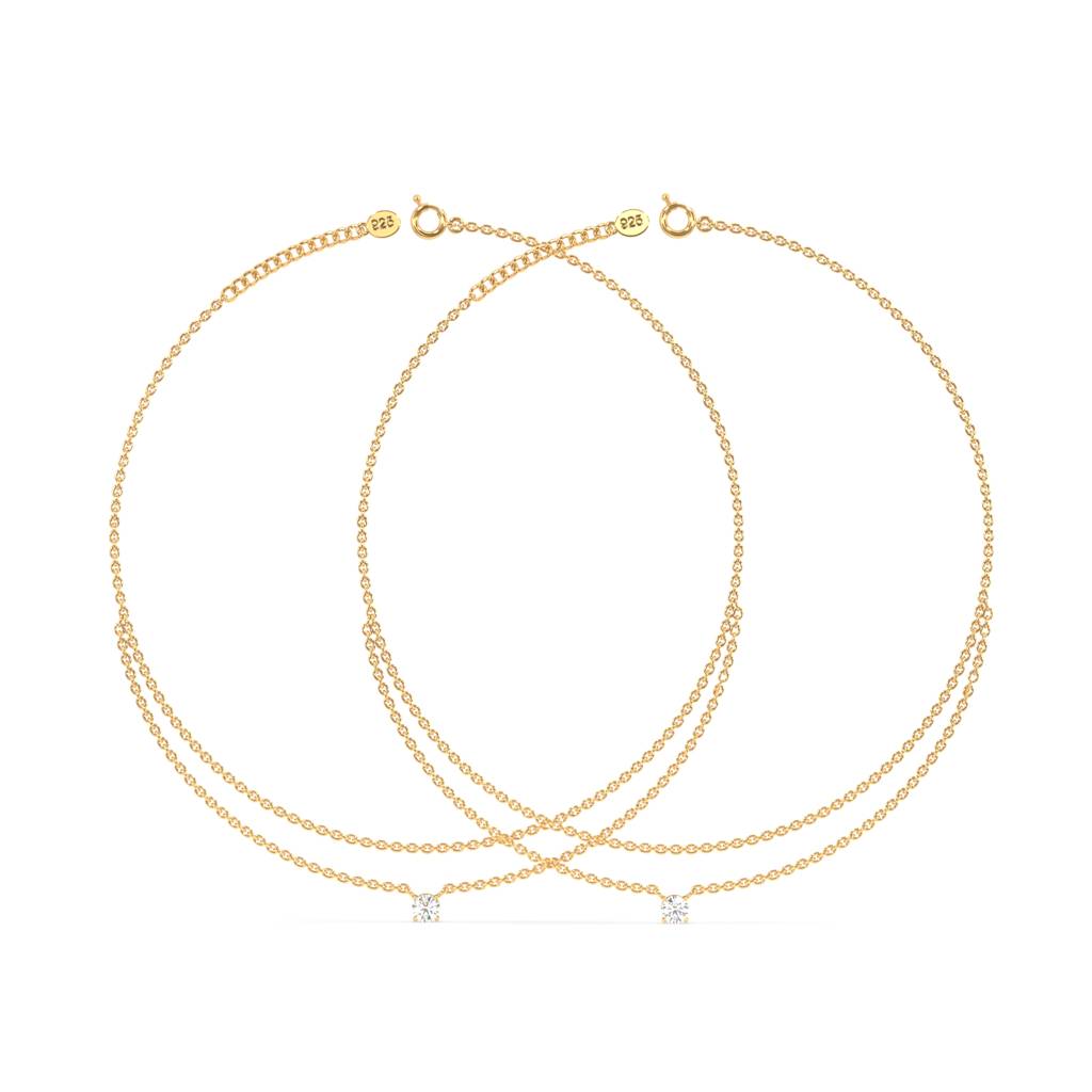 Luxe Diamond Anklet In 92.5 Sterling Silver : WH-AK-045-GD(PR)
