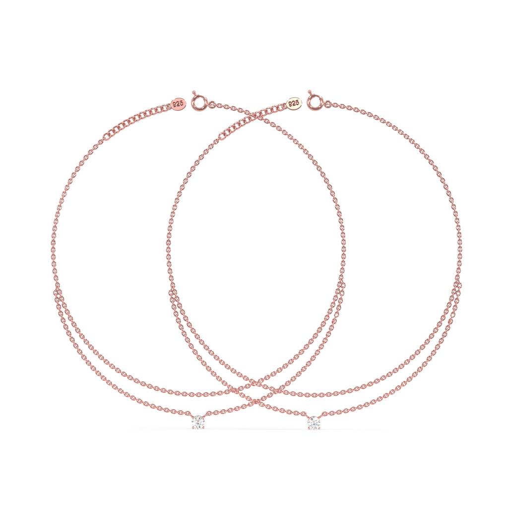Luxe Diamond Anklet In 92.5 Sterling Silver : WH-AK-045-RG(PR)