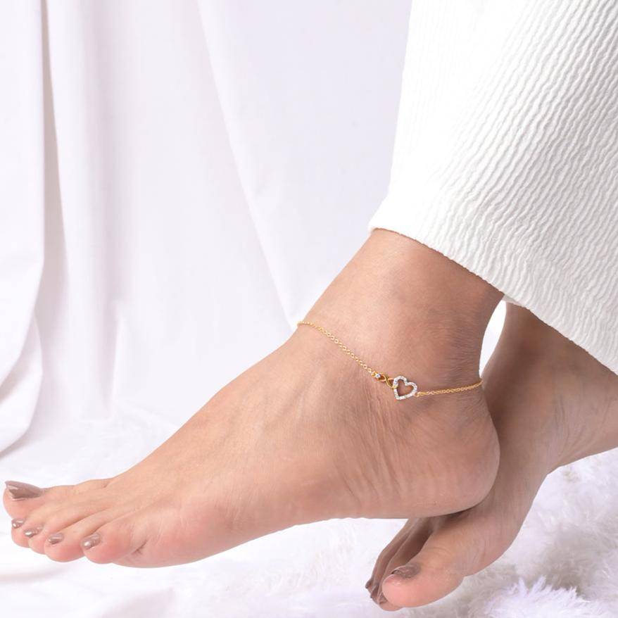 Pure Heart Infinity Anklet In 92.5 Sterling Silver : WH-AK-054-GD(PR)