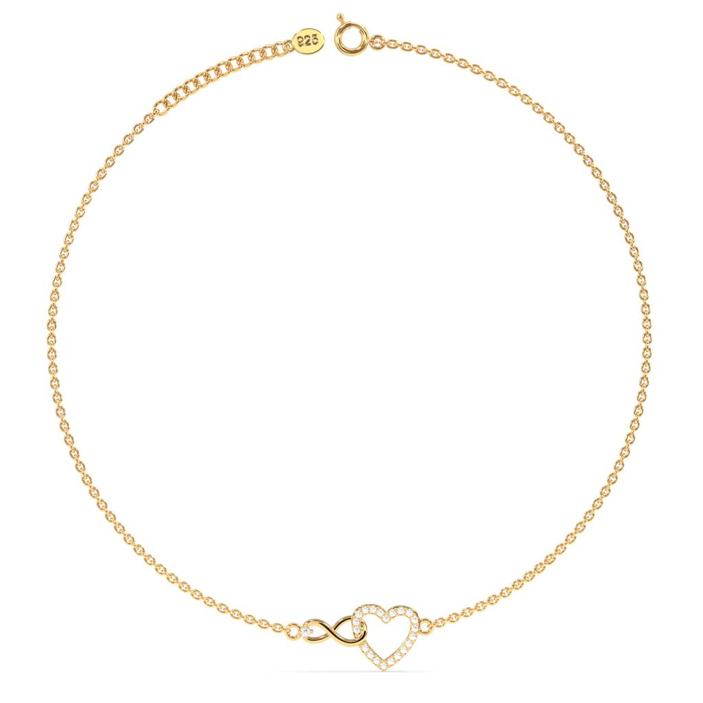 Pure Heart Infinity Anklet In 92.5 Sterling Silver : WH-AK-054-GD(SG)