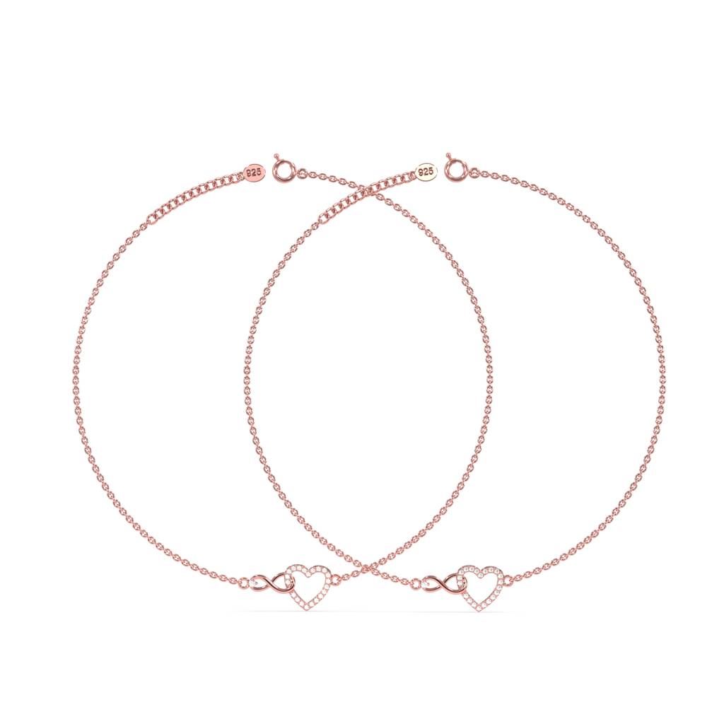 Pure Heart Infinity Anklet In 92.5 Sterling Silver : WH-AK-054-RG(PR)