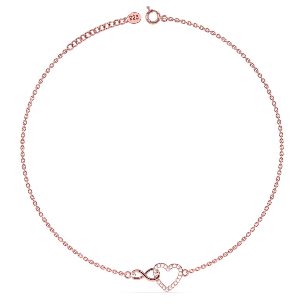 Pure Heart Infinity Anklet In 92.5 Sterling Silver : WH-AK-054-RG(SG)