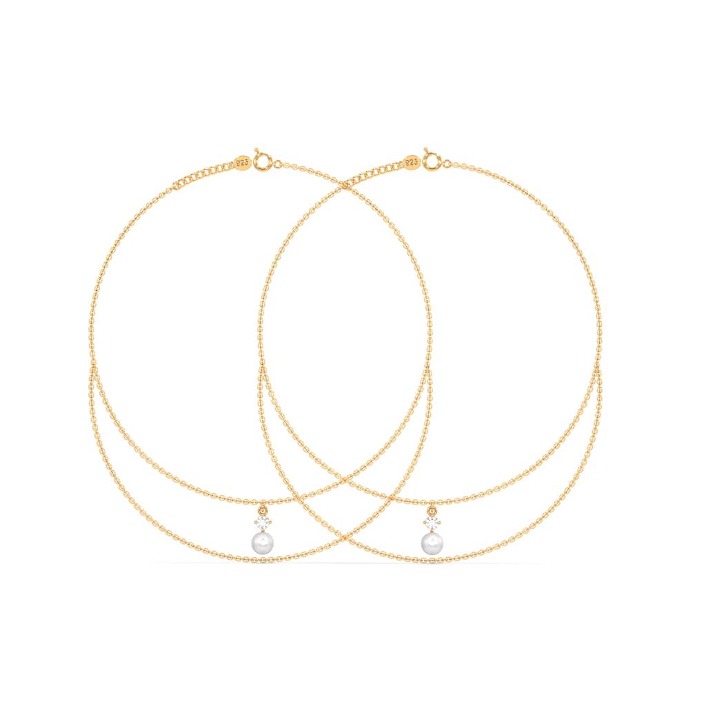 Timeless Pearl Anklet In 92.5 Sterling Silver : WH-AK-055-GD(PR)