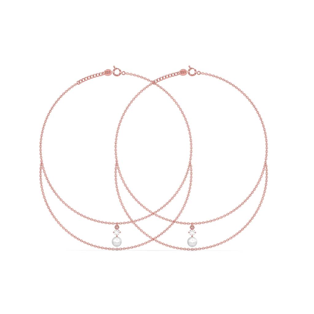 Timeless Pearl Anklet In 92.5 Sterling Silver : WH-AK-055-RG(PR)