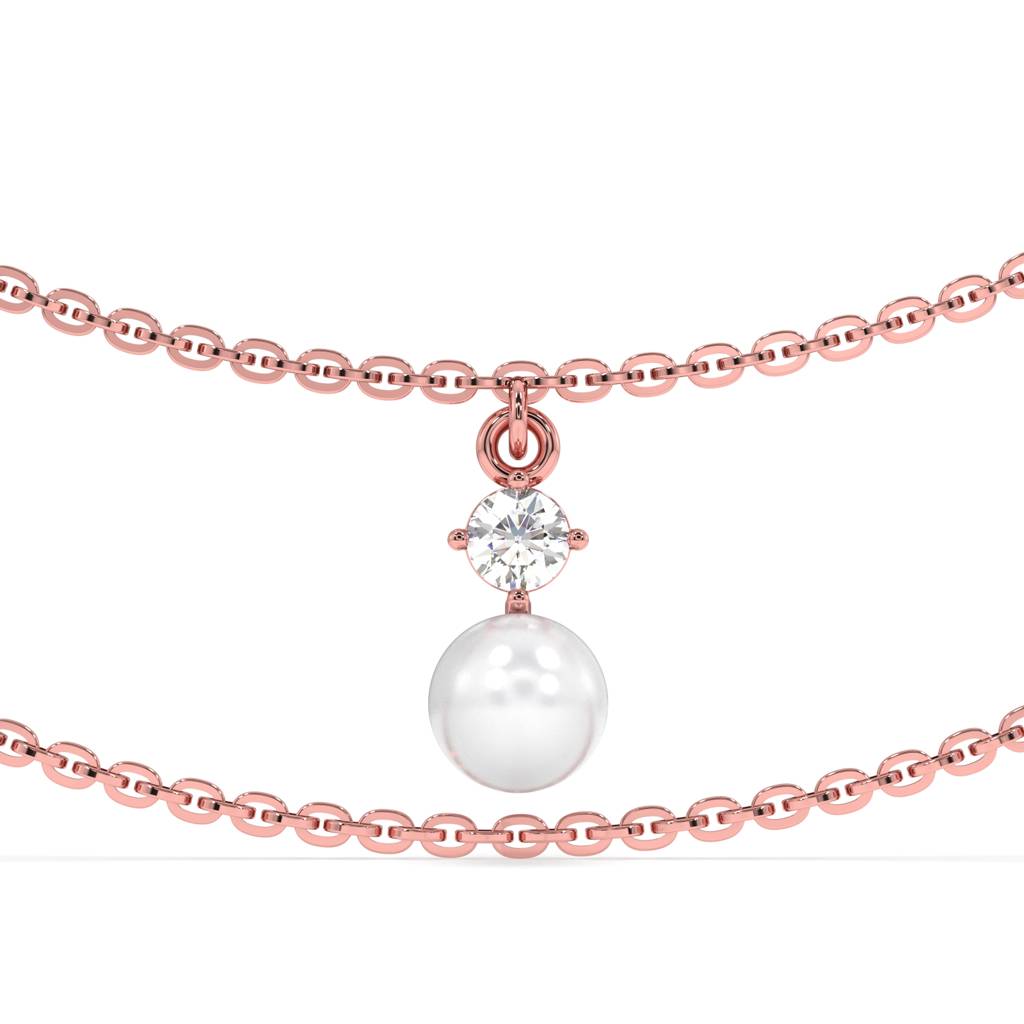 Timeless Pearl Anklet In 92.5 Sterling Silver : WH-AK-055-RG(SG)