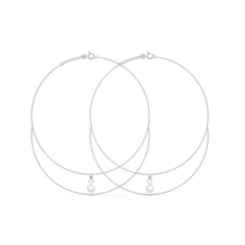 Timeless Pearl Anklet In 92.5 Sterling Silver : WH-AK-055-SL(PR)